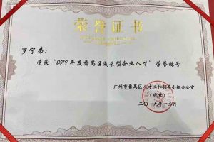 江南(中国)集团罗宁弟董事长荣获“2019年度番禺区成长型企业人才”